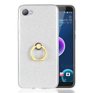 Luxury Soft TPU Glitter Back Ring Cover with 360 Rotate Finger Holder Buckle for HTC Desire 12(5.5 inch) - White