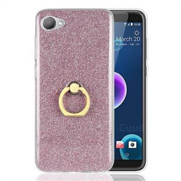 Luxury Soft TPU Glitter Back Ring Cover with 360 Rotate Finger Holder Buckle for HTC Desire 12(5.5 inch) - Pink
