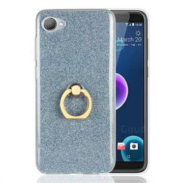 Luxury Soft TPU Glitter Back Ring Cover with 360 Rotate Finger Holder Buckle for HTC Desire 12(5.5 inch) - Blue