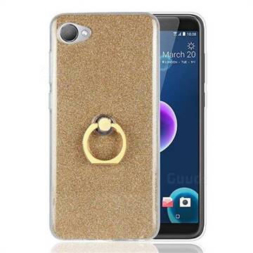 Luxury Soft TPU Glitter Back Ring Cover with 360 Rotate Finger Holder Buckle for HTC Desire 12(5.5 inch) - Golden