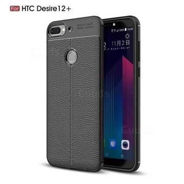 Luxury Auto Focus Litchi Texture Silicone TPU Back Cover for HTC Desire 12+ Plus (6.0 inch) - Black