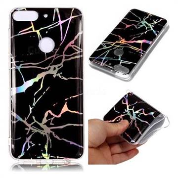Plating Black Marble Pattern Bright Color Laser Soft TPU Case for HTC Desire 12+ Plus (6.0 inch)