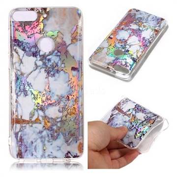 Gold Plating Marble Pattern Bright Color Laser Soft TPU Case for HTC Desire 12+ Plus (6.0 inch)