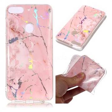 Powder Pink Marble Pattern Bright Color Laser Soft TPU Case for HTC Desire 12+ Plus (6.0 inch)