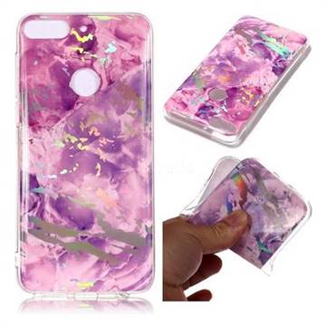 Purple Marble Pattern Bright Color Laser Soft TPU Case for HTC Desire 12+ Plus (6.0 inch)