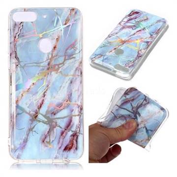 Light Blue Marble Pattern Bright Color Laser Soft TPU Case for HTC Desire 12+ Plus (6.0 inch)