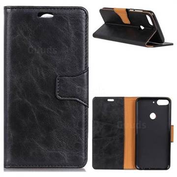 MURREN Luxury Crazy Horse PU Leather Wallet Phone Case for HTC Desire 12+ Plus (6.0 inch) - Black