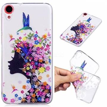 Floral Bird Girl Super Clear Soft TPU Back Cover for HTC Desire 820 D820