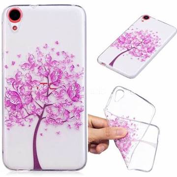 Pink Butterfly Tree Super Clear Soft TPU Back Cover for HTC Desire 820 D820