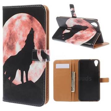 Moon Wolf Leather Wallet Case for HTC Desire 820