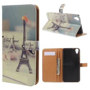 Eiffel Tower Leather Wallet Case for HTC Desire 820