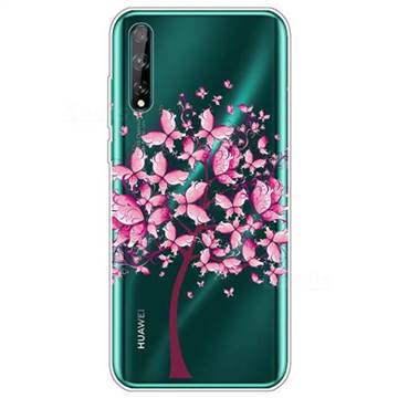 Pink Butterfly Tree Super Clear Soft TPU Back Cover for Huawei Enjoy 10s