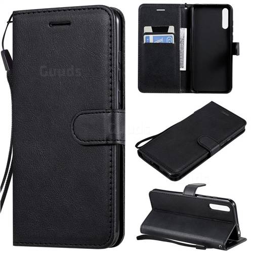 Retro Greek Classic Smooth PU Leather Wallet Phone Case for Huawei Enjoy 10s - Black