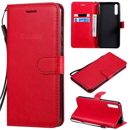 Retro Greek Classic Smooth PU Leather Wallet Phone Case for Huawei Enjoy 10s - Red