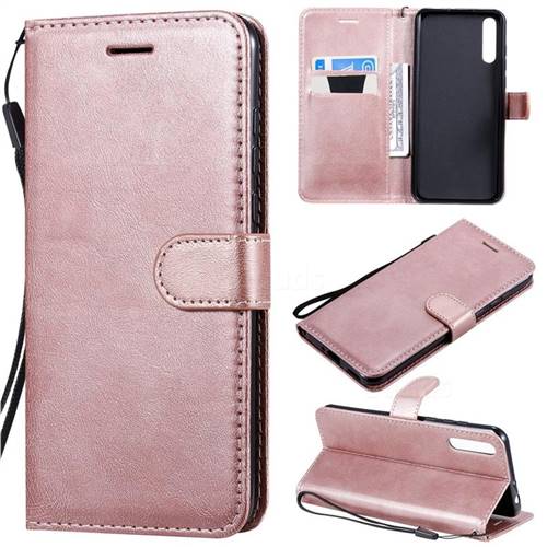 Retro Greek Classic Smooth PU Leather Wallet Phone Case for Huawei Enjoy 10s - Rose Gold