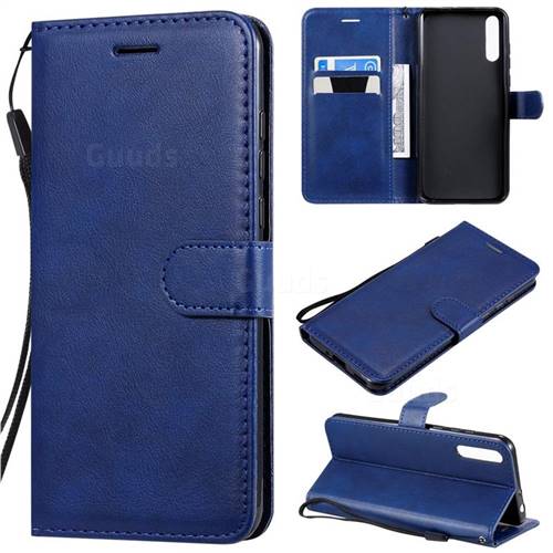 Retro Greek Classic Smooth PU Leather Wallet Phone Case for Huawei Enjoy 10s - Blue
