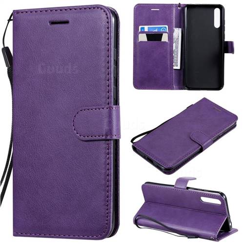 Retro Greek Classic Smooth PU Leather Wallet Phone Case for Huawei Enjoy 10s - Purple