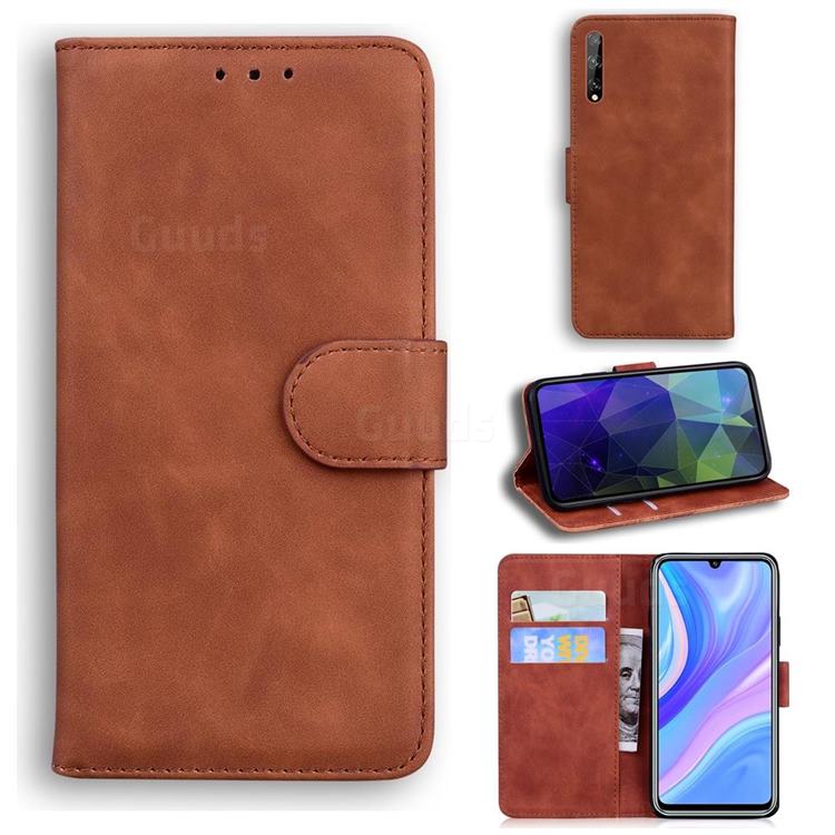 Retro Classic Skin Feel Leather Wallet Phone Case for Huawei Enjoy 10s - Brown