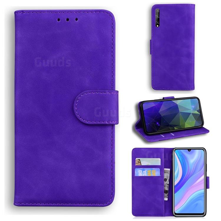 Retro Classic Skin Feel Leather Wallet Phone Case for Huawei Enjoy 10s - Purple