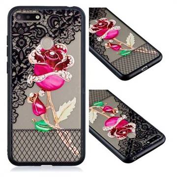 Rose Lace Diamond Flower Soft TPU Back Cover for Huawei Enjoy 8E