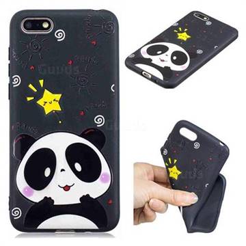 Cute Bear 3D Embossed Relief Black TPU Cell Phone Back Cover for Huawei Enjoy 8E