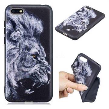 Lion 3D Embossed Relief Black TPU Cell Phone Back Cover for Huawei Enjoy 8E