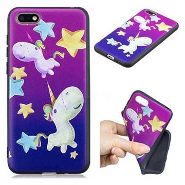 Pony 3D Embossed Relief Black TPU Cell Phone Back Cover for Huawei Enjoy 8E