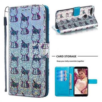 Little Unicorn Sequins Painted Leather Wallet Case for Huawei Enjoy 8E