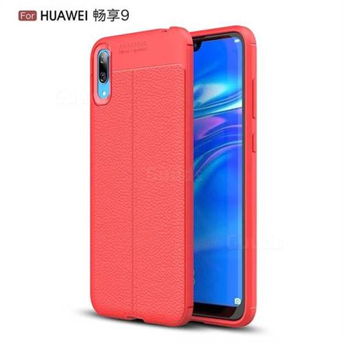 Luxury Auto Focus Litchi Texture Silicone TPU Back Cover for Huawei Enjoy 9 - Red