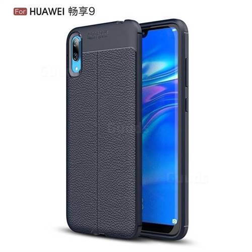 Luxury Auto Focus Litchi Texture Silicone TPU Back Cover for Huawei Enjoy 9 - Dark Blue