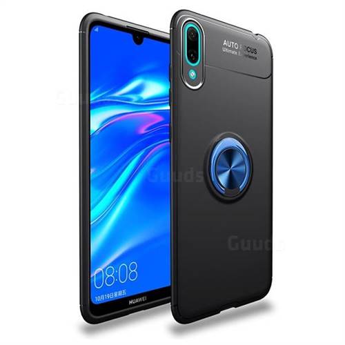 Auto Focus Invisible Ring Holder Soft Phone Case for Huawei Enjoy 9 - Black Blue