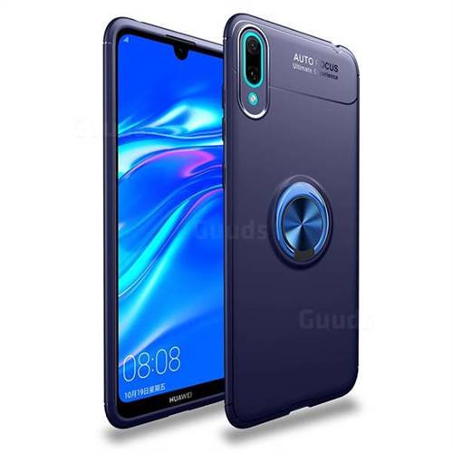Auto Focus Invisible Ring Holder Soft Phone Case for Huawei Enjoy 9 - Blue
