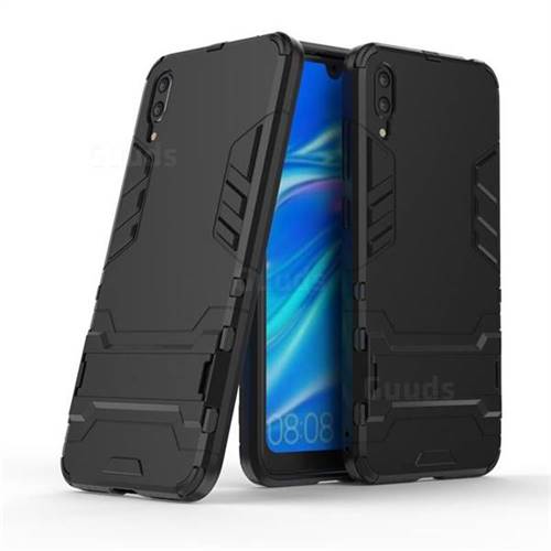 Armor Premium Tactical Grip Kickstand Shockproof Dual Layer Rugged Hard Cover for Huawei Enjoy 9 - Black