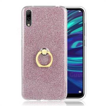 Luxury Soft TPU Glitter Back Ring Cover with 360 Rotate Finger Holder Buckle for Huawei Enjoy 9 - Pink