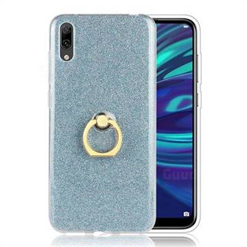 Luxury Soft TPU Glitter Back Ring Cover with 360 Rotate Finger Holder Buckle for Huawei Enjoy 9 - Blue