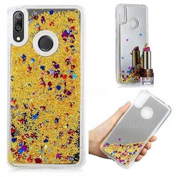 Glitter Sand Mirror Quicksand Dynamic Liquid Star TPU Case for Huawei Enjoy 9 - Yellow