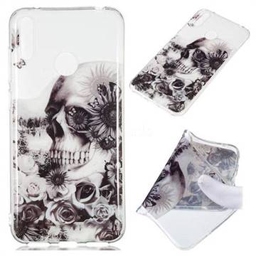 Black Flower Skull Super Clear Soft TPU Back Cover for Huawei Enjoy 9