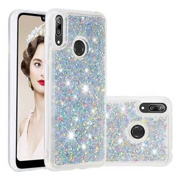 Dynamic Liquid Glitter Quicksand Sequins TPU Phone Case for Huawei Enjoy 9 - Silver