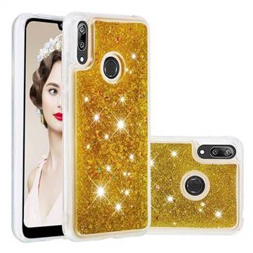 Dynamic Liquid Glitter Quicksand Sequins TPU Phone Case for Huawei Enjoy 9 - Golden