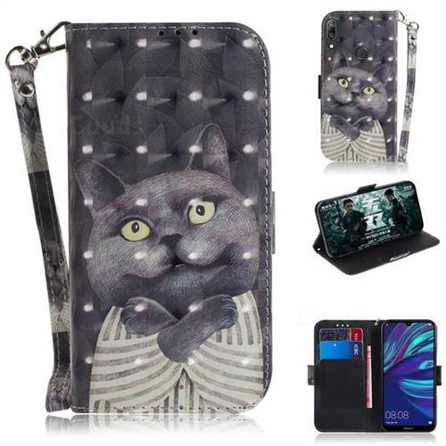 Cat Embrace 3D Painted Leather Wallet Phone Case for Huawei Enjoy 9