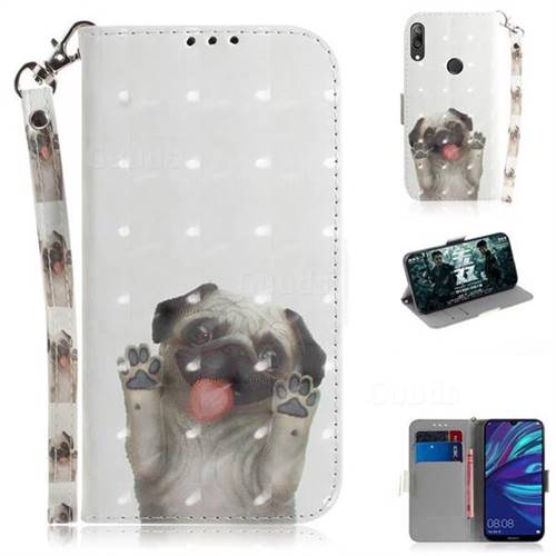 Pug Dog 3D Painted Leather Wallet Phone Case for Huawei Enjoy 9