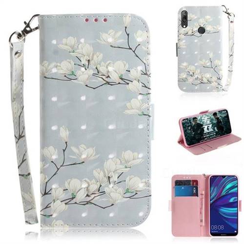 Magnolia Flower 3D Painted Leather Wallet Phone Case for Huawei Enjoy 9