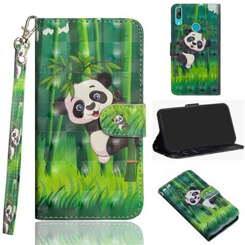 Climbing Bamboo Panda 3D Painted Leather Wallet Case for Huawei Enjoy 9