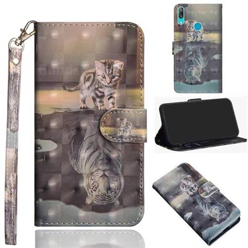 Tiger and Cat 3D Painted Leather Wallet Case for Huawei Enjoy 9