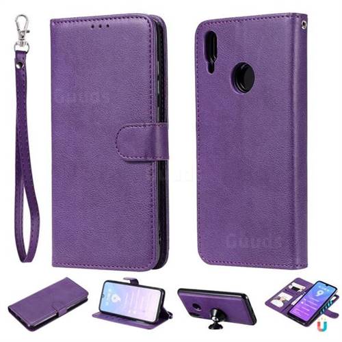 Retro Greek Detachable Magnetic PU Leather Wallet Phone Case for Huawei Enjoy 9 - Purple