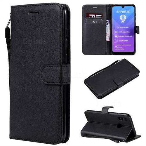 Retro Greek Classic Smooth PU Leather Wallet Phone Case for Huawei Enjoy 9 - Black