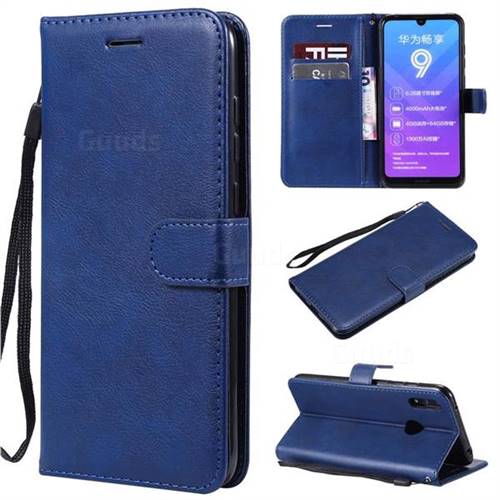 Retro Greek Classic Smooth PU Leather Wallet Phone Case for Huawei Enjoy 9 - Blue