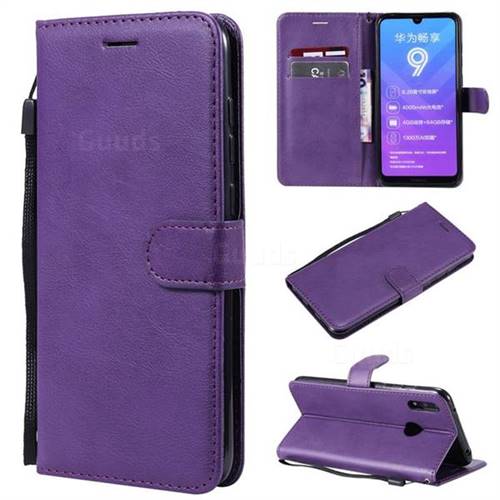Retro Greek Classic Smooth PU Leather Wallet Phone Case for Huawei Enjoy 9 - Purple