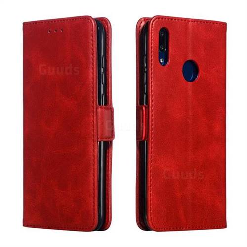 Retro Classic Calf Pattern Leather Wallet Phone Case for Huawei Enjoy 9 - Red