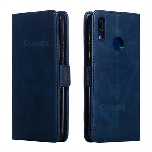 Retro Classic Calf Pattern Leather Wallet Phone Case for Huawei Enjoy 9 - Blue